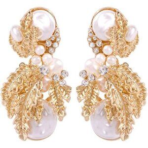 Elegant Pearl & Rhinestone Statement Earrings | Large Drop Fashion Earrings